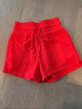 Bright Red Drawstring Fleece Shorts